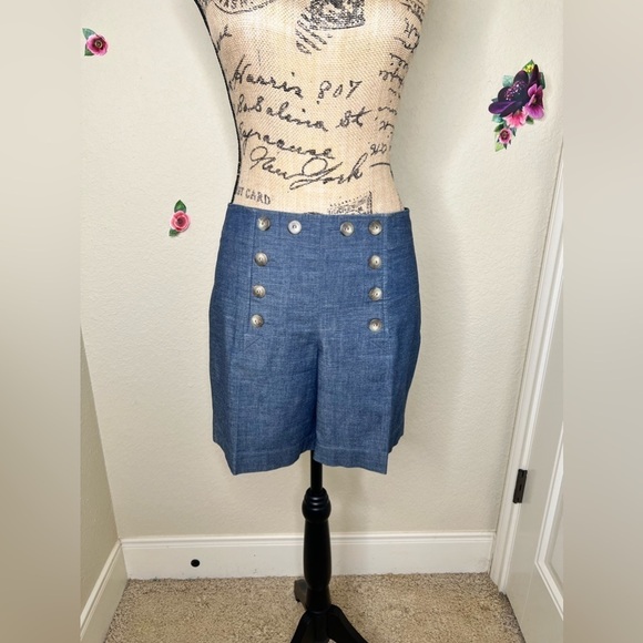 Cremieux Denim Sailor Style Light Denim Blue Shorts Size 8 - Picture 3 of 8